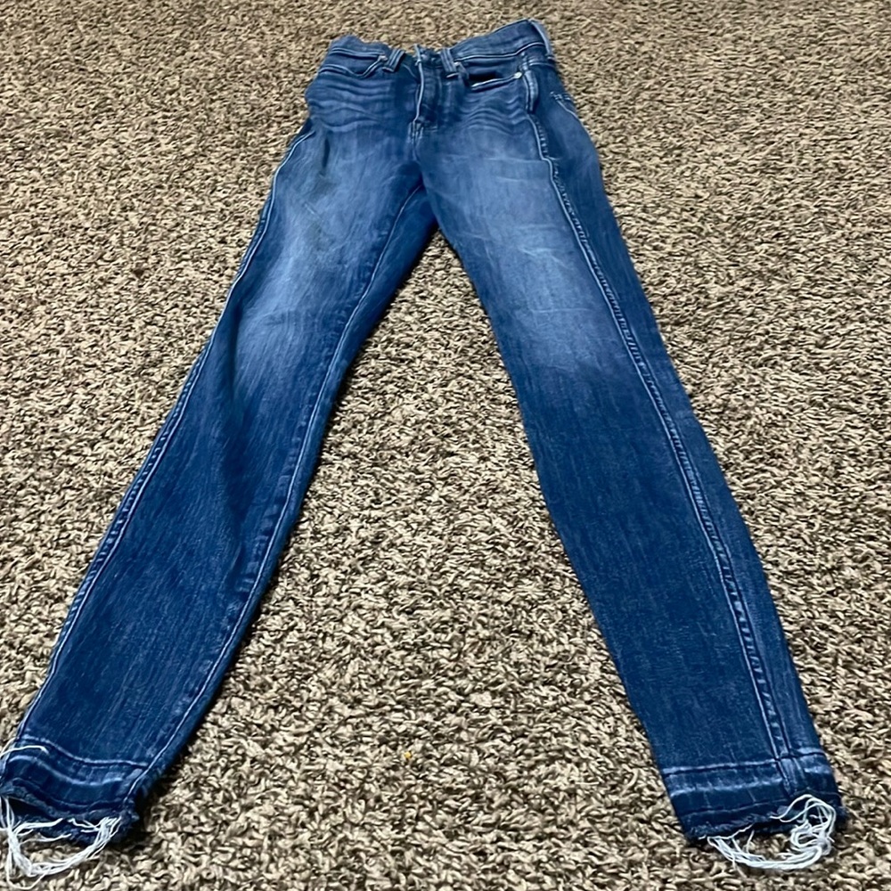 AYR Jeans The Riser Skinny High Waist Denim Stretch Blue Faded Medium Wash 32